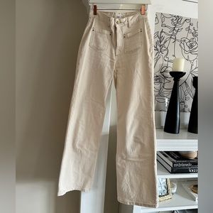 MANGO OFF WHITE WIDE LEG JEAN SIZE 4